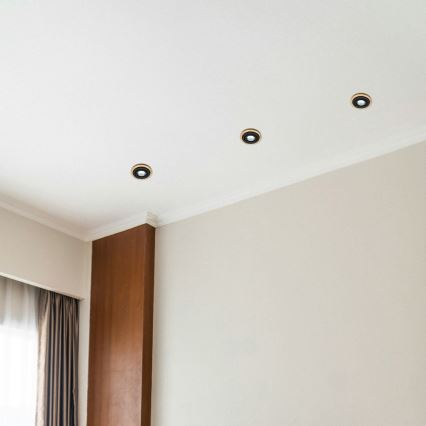 3 darabos TOBBY süllyesztett mennyezeti lámpa 1xGU10/20W/230V, Ø 11,5 cm, tölgy/fekete