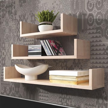 3 darabos TRIO fali polc szett – 40/60/80 x 11 x 18 cm, sonoma tölgy
