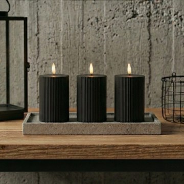 3 db BRILLO LED gyertya szett LED/2xAA 12,5 cm fekete + távirányító