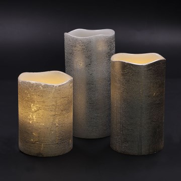 3 db LED gyertyaszett, LED/3xAAA, meleg fehér