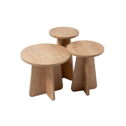 SZETT 3x LUME dohányzóasztal átmérő: 28/33/43 cm, zafír tölgy