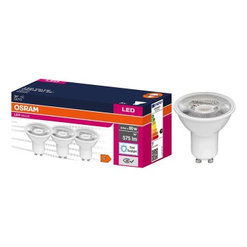 3 db-os LED reflektorizzó készlet PAR16 GU10/6,9W/230V 6500K 36° - Osram