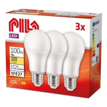 3 db Philips Pila LED izzó E27/13W/230V 2700K