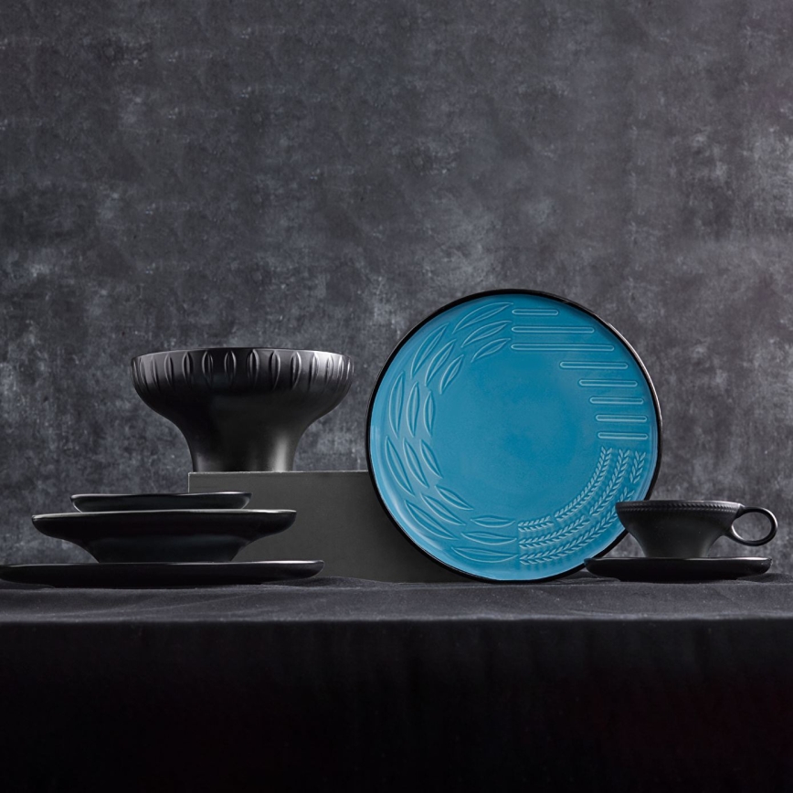 3 részes étkészlet kék/porcelán