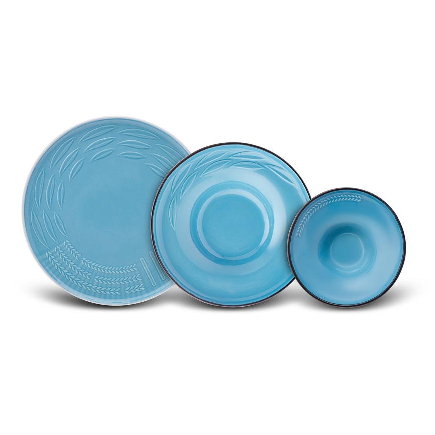 3 részes étkészlet kék/porcelán