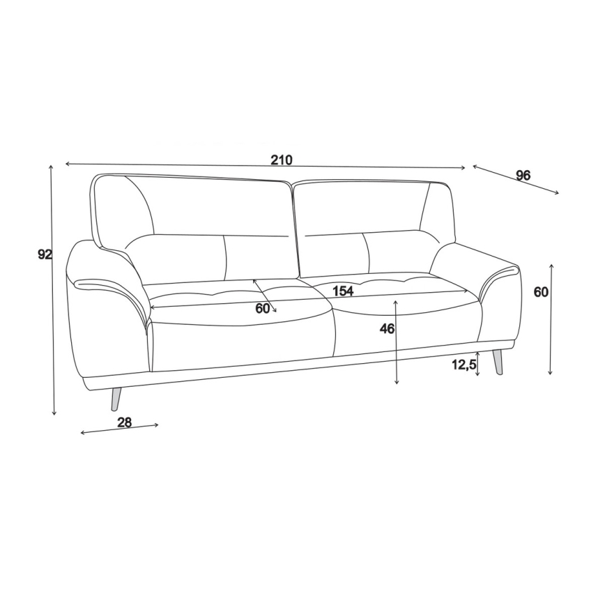 Háromszemélyes LIVORNO kanapé fekete