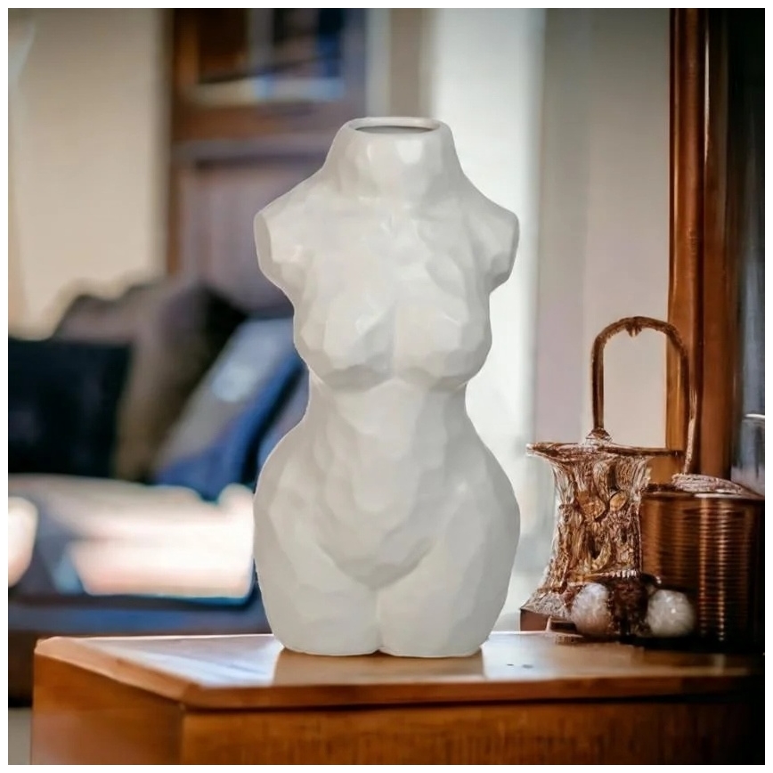 30 cm-es fehér kerámia váza