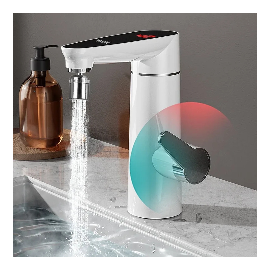 Átfolyós vízmelegítő LED kijelzővel 3000W/230V IPX4 fehér