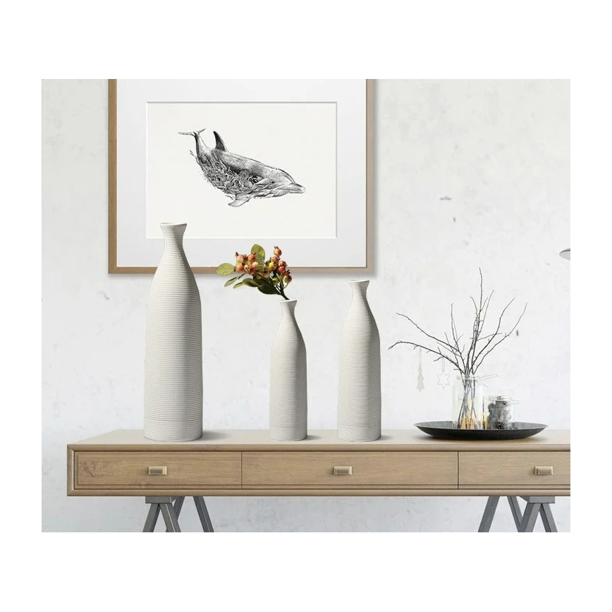 33 cm magas fehér kerámia váza