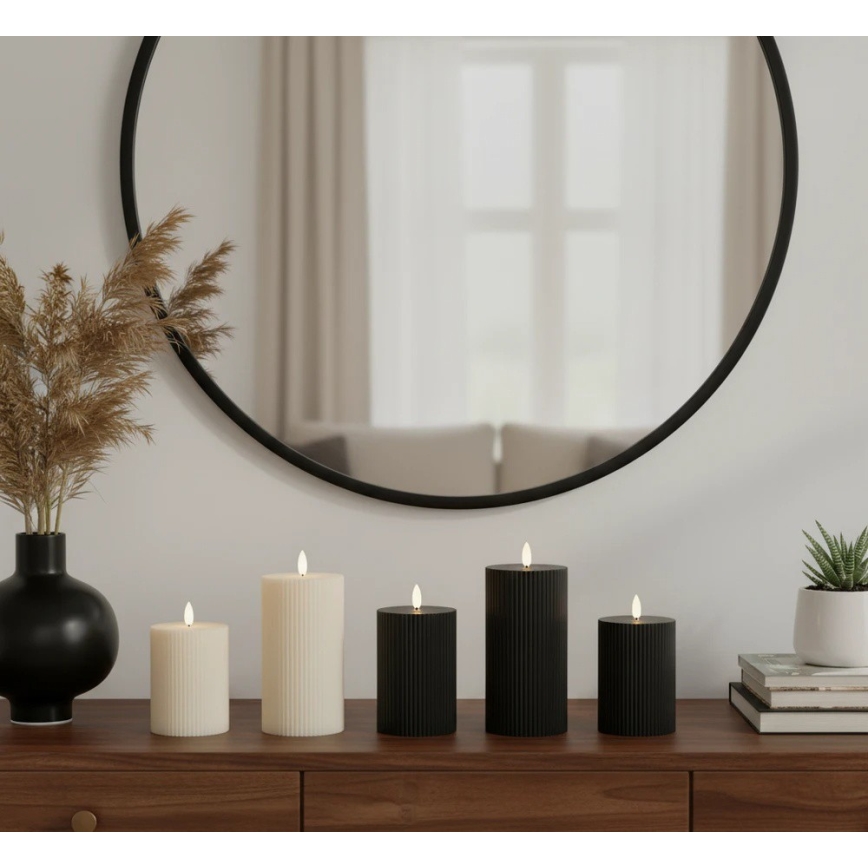 3x BRILLO LED gyertya LED/2xAA, fekete, távirányítóval