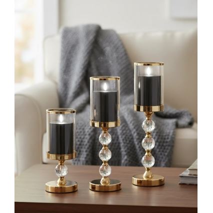 3x BRILLO LED gyertya LED/2xAA, fekete, távirányítóval