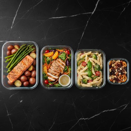 4 darabos átlátszó/mentazöld ételtároló doboz készlet