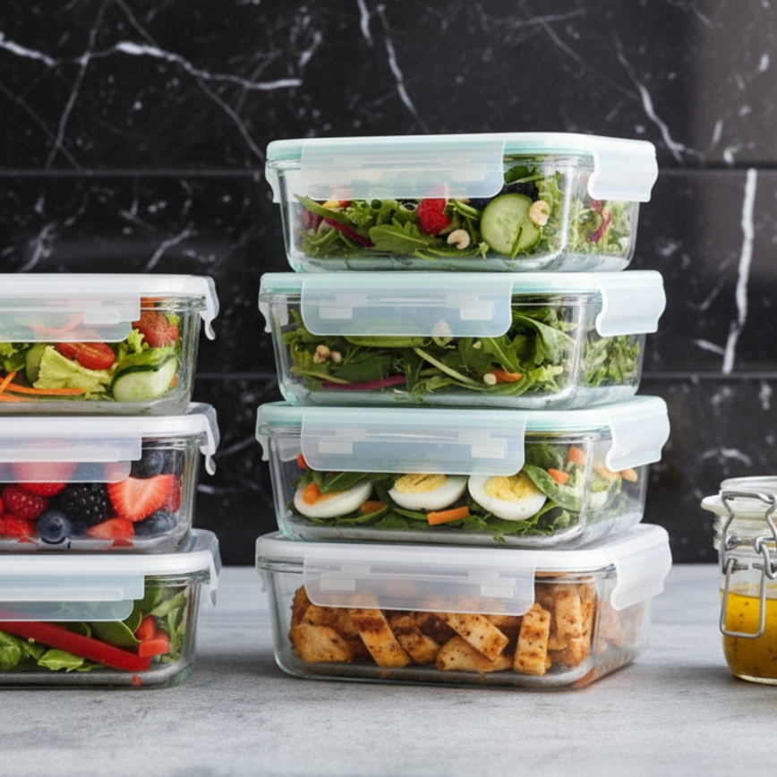 4 darabos átlátszó/mentazöld ételtároló doboz készlet