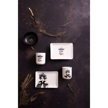 4 darabos étkészlet fekete/fehér/porcelán