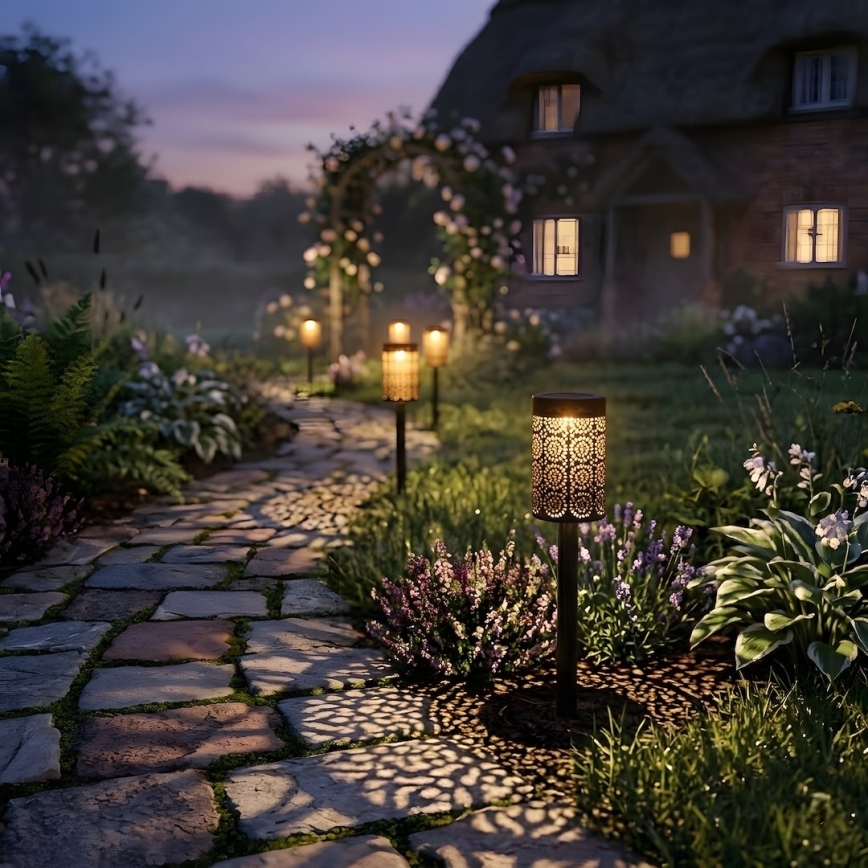 4 darabos készlet DECOR LED napelemes lámpa LED/1,2V 150 mAh 3000K 39 cm IP44 fekete