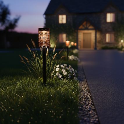 4 darabos készlet DECOR LED napelemes lámpa LED/1,2V 150 mAh 3000K 39 cm IP44 fekete