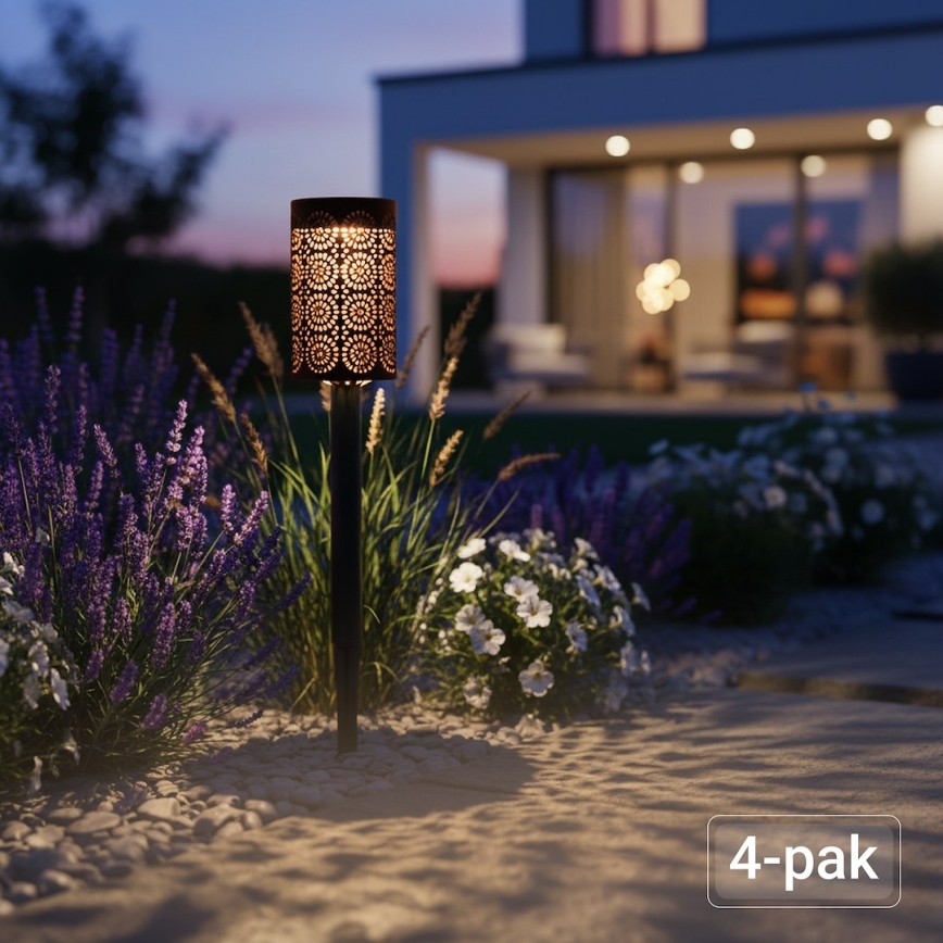 4 darabos készlet DECOR LED napelemes lámpa LED/1,2V 150 mAh 3000K 39 cm IP44 fekete