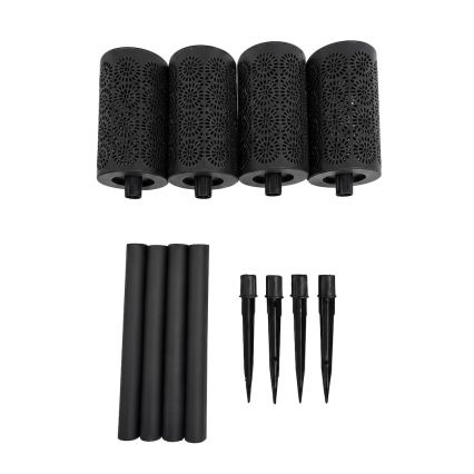 4 darabos készlet DECOR LED napelemes lámpa LED/1,2V 150 mAh 3000K 39 cm IP44 fekete