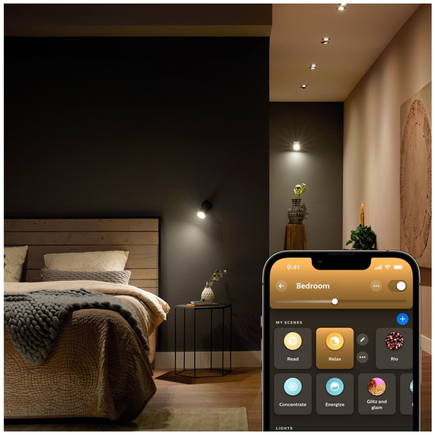 4 darabos készlet dimmelhető LED izzó Philips Hue WHITE AMBIANCE GU5,3/MR16/5,1W/12V 2200-6500K