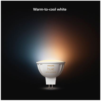 4 darabos készlet dimmelhető LED izzó Philips Hue WHITE AMBIANCE GU5,3/MR16/5,1W/12V 2200-6500K