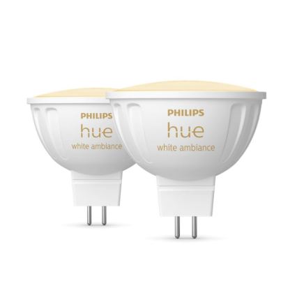 4 darabos készlet dimmelhető LED izzó Philips Hue WHITE AMBIANCE GU5,3/MR16/5,1W/12V 2200-6500K