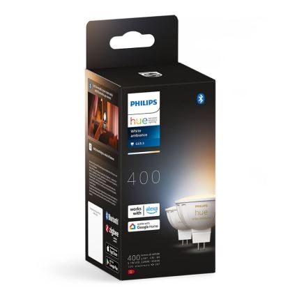 4 darabos készlet dimmelhető LED izzó Philips Hue WHITE AMBIANCE GU5,3/MR16/5,1W/12V 2200-6500K