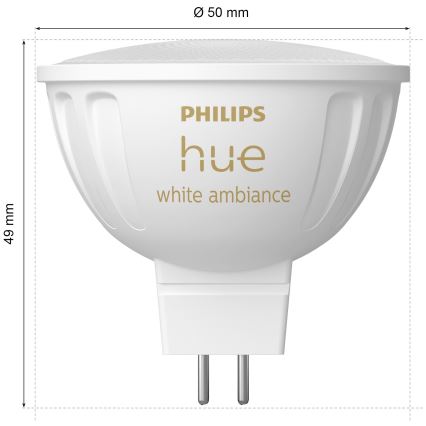 4 darabos készlet dimmelhető LED izzó Philips Hue WHITE AMBIANCE GU5,3/MR16/5,1W/12V 2200-6500K