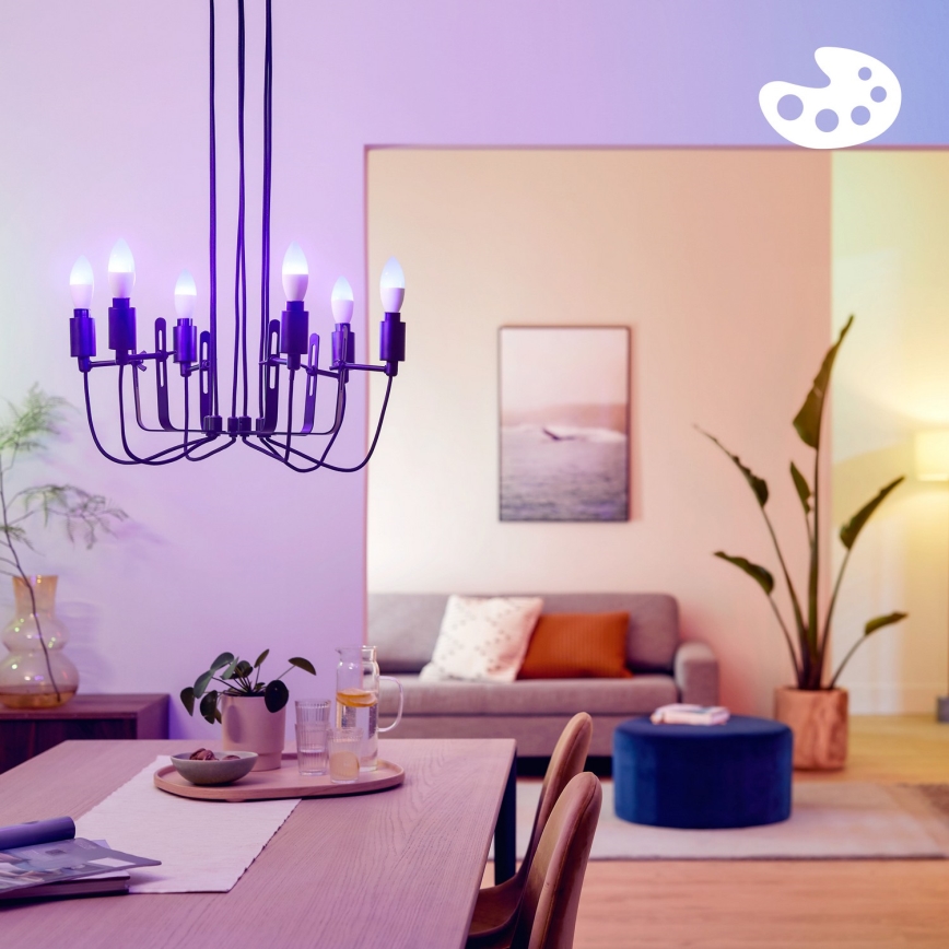 SZETT 4x dimmelhető RGB LED izzó Philips SMART C37 E14/4,9W/230V 2200-6500K