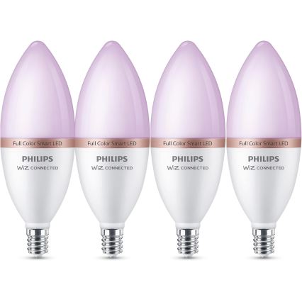 SZETT 4x dimmelhető RGB LED izzó Philips SMART C37 E14/4,9W/230V 2200-6500K