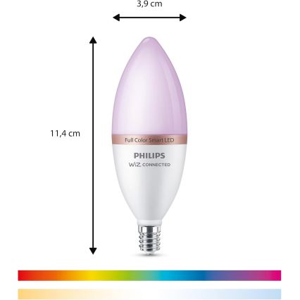 SZETT 4x dimmelhető RGB LED izzó Philips SMART C37 E14/4,9W/230V 2200-6500K