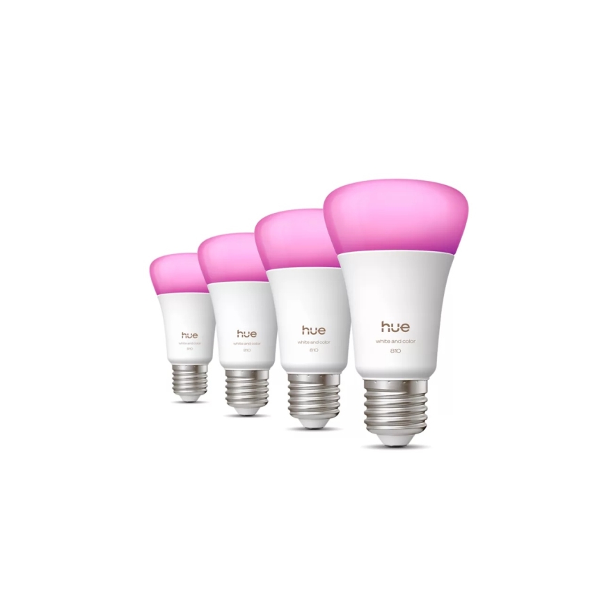 4 darabos csomag: dimmelhető Philips Hue WHITE AND COLOR AMBIANCE LED izzó E27/6W/230V 1000-20000K