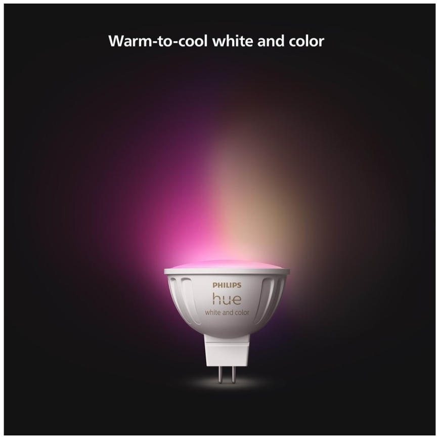 4 darabos szett LED RGBW fényerőszabályozható izzó Philips Hue WHITE AND COLOR AMBIANCE GU5,3/MR16/6,3W/12V 2000-6500K