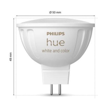 4 darabos szett LED RGBW fényerőszabályozható izzó Philips Hue WHITE AND COLOR AMBIANCE GU5,3/MR16/6,3W/12V 2000-6500K