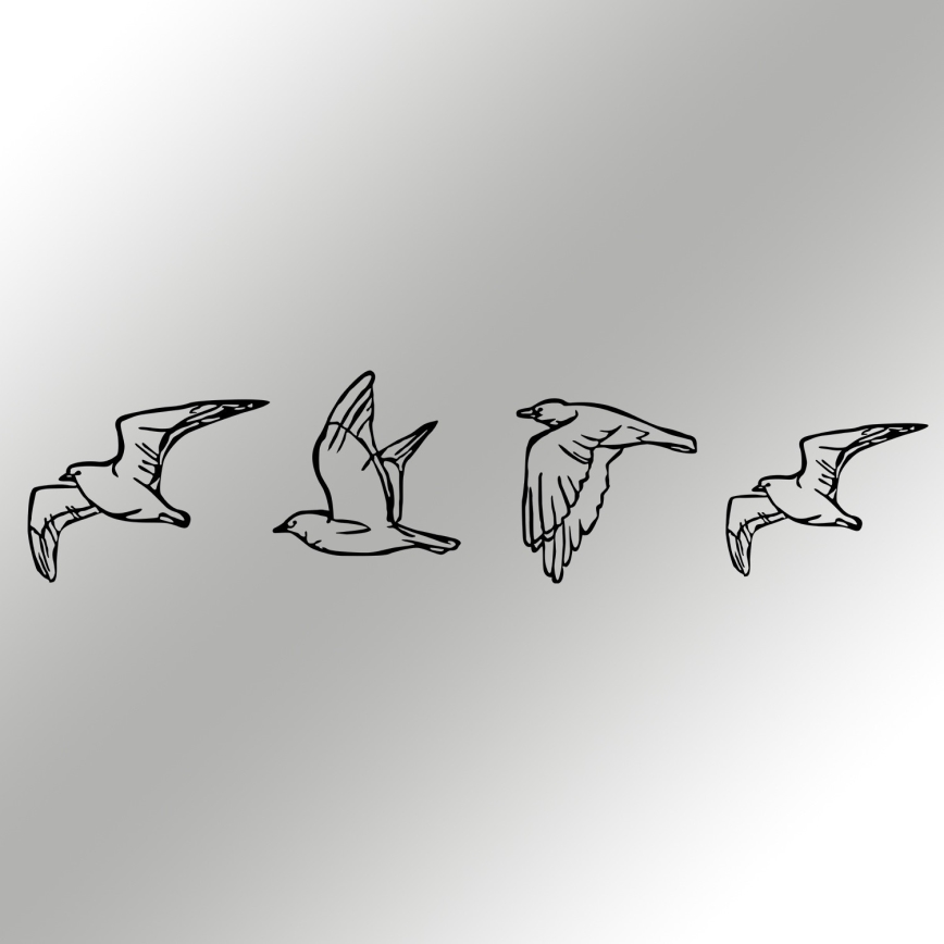 SZETT 4 db Fali madár dekoráció fémből