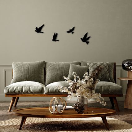 SZETT 4 db Fali madár dekoráció fémből