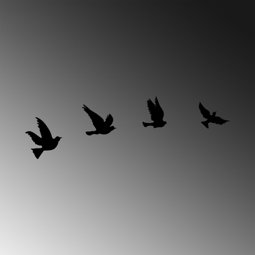 SZETT 4 db Fali madár dekoráció fémből