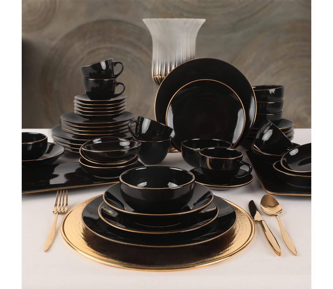 44 részes étkészlet fekete/arany/kőkerámia 275KRM1663