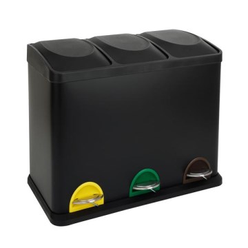 45 l-es fekete szelektív hulladékgyűjtő kuka