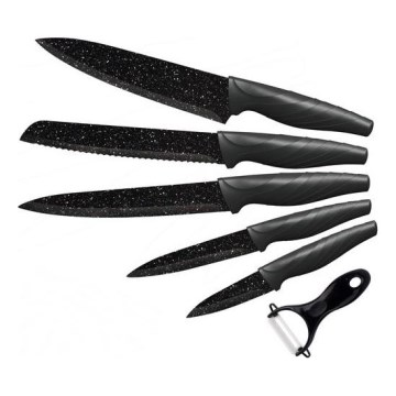 5 részes konyhai késkészlet + márvány/fekete hámozó