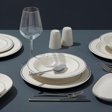 53 darabos étkészlet krémszínű/ezüst/porcelán