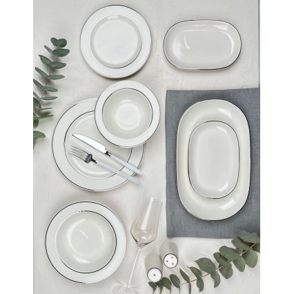 53 darabos étkészlet krémszínű/ezüst/porcelán