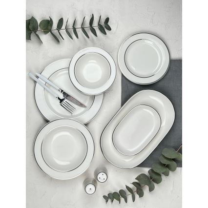 53 darabos étkészlet krémszínű/ezüst/porcelán