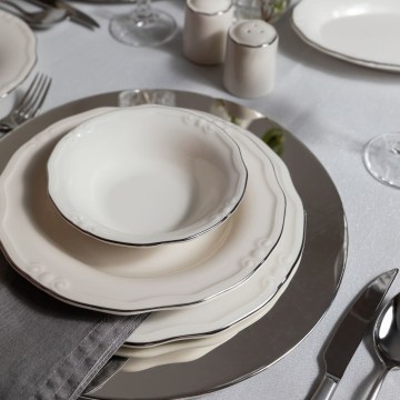 53 részes étkészlet, fehér/ezüst, porcelán