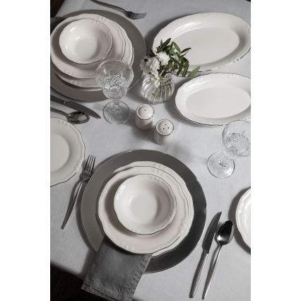 53 részes étkészlet, fehér/ezüst, porcelán