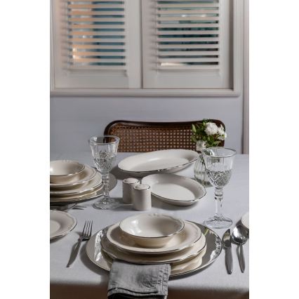 53 részes étkészlet, fehér/ezüst, porcelán