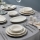 53 részes porcelán étkészlet, fehér/ezüst