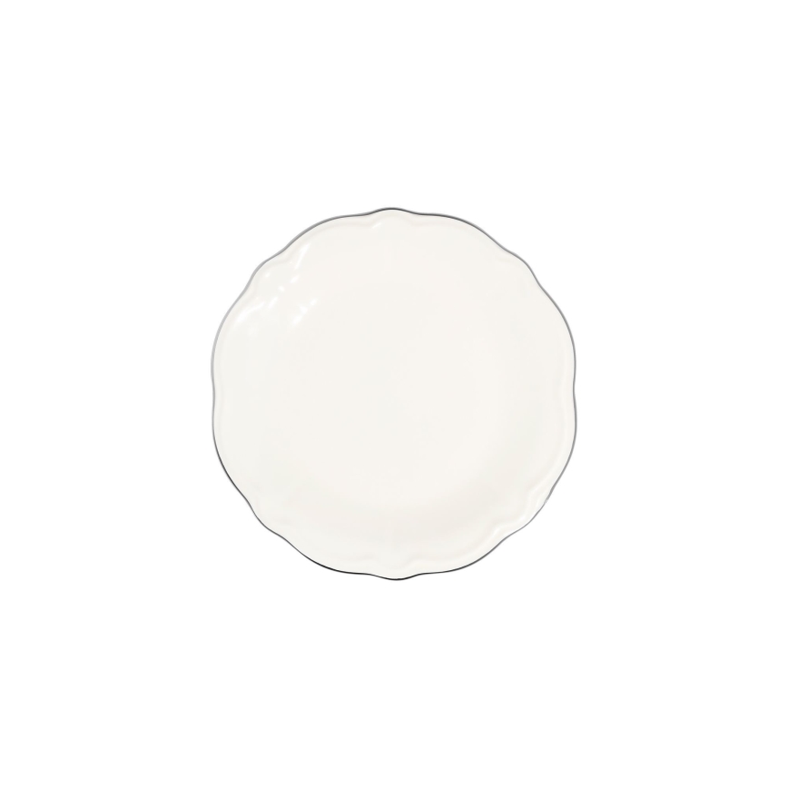 53 részes porcelán étkészlet, fehér/ezüst