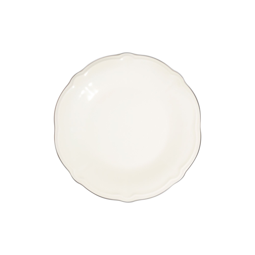 53 részes porcelán étkészlet, fehér/ezüst