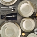 54 részes étkészlet, fehér/ezüst/csontporcelán