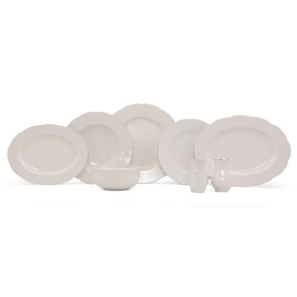 54 részes étkészlet, fehér/ezüst/csontporcelán